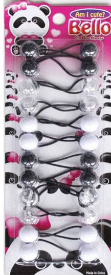 10 Ball / 16mm Ball Ponytail Holders - Multiple Colors - Clear & White & Black