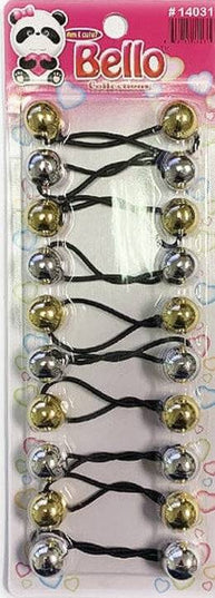 10 Ball / 16mm Ball Ponytail Holders - Multiple Colors - Gold & Silver