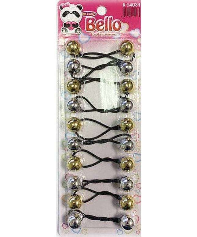 10 Ball / 16mm Ball Ponytail Holders - Multiple Colors - Gold & Silver