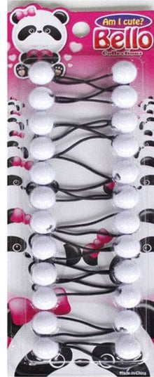 10 Ball / 16mm Ball Ponytail Holders - Multiple Colors - White