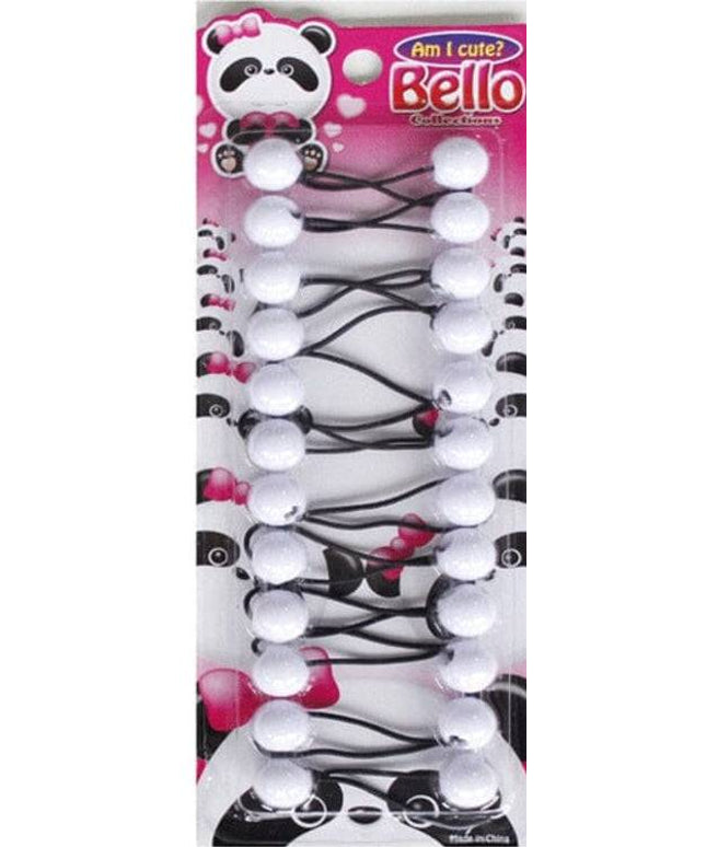 10 Ball / 16mm Ball Ponytail Holders - Multiple Colors - White