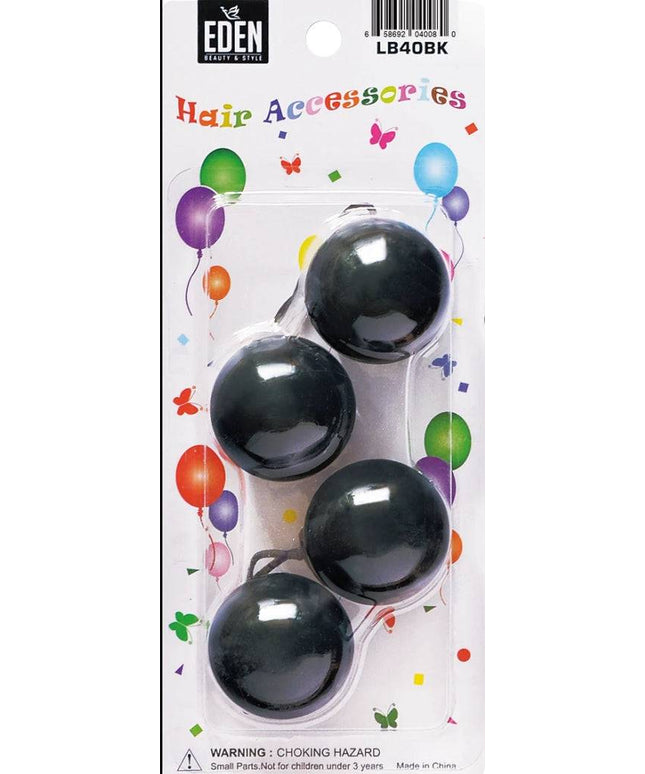 2 Ball / 40mm Ball Ponytail Holders - Multiple Colors - BLACK