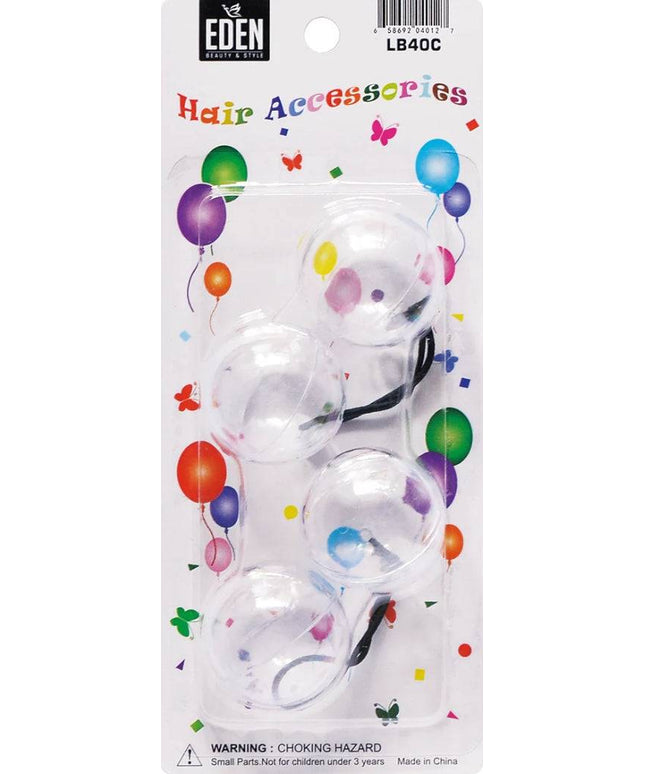 2 Ball / 40mm Ball Ponytail Holders - Multiple Colors - CLEAR