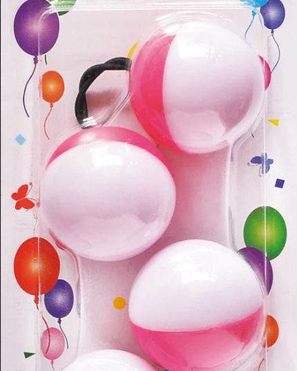 2 Ball / 40mm Ball Ponytail Holders - Multiple Colors - HOTPINK/WHITE