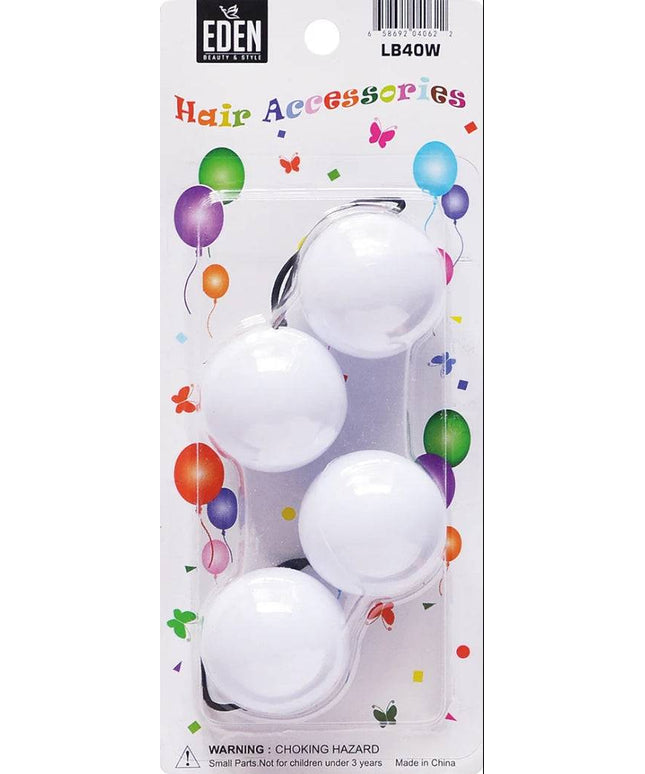 2 Ball / 40mm Ball Ponytail Holders - Multiple Colors - WHITE