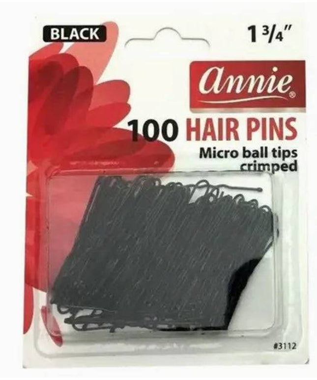 Annie 100Pc Black Hair Pins 1 3/4" Micro-ball Tipped