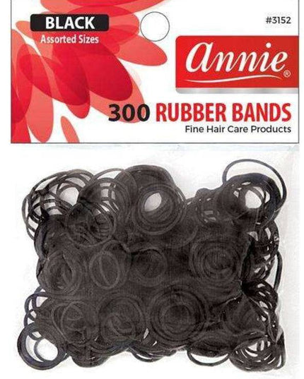 Annie 300Pc Rubber Bands Black Assort