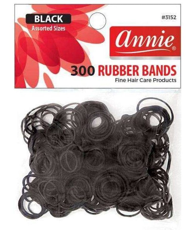 Annie 300Pc Rubber Bands Black Assort