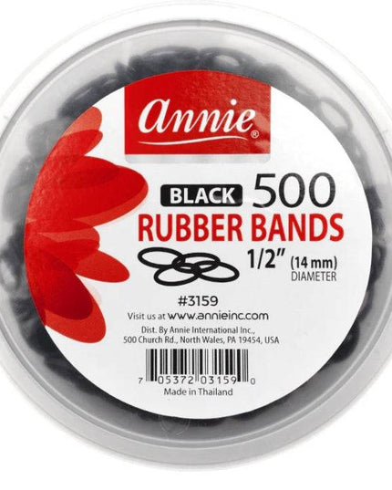 Annie 500Pc Rubber Bands Black 1/2"