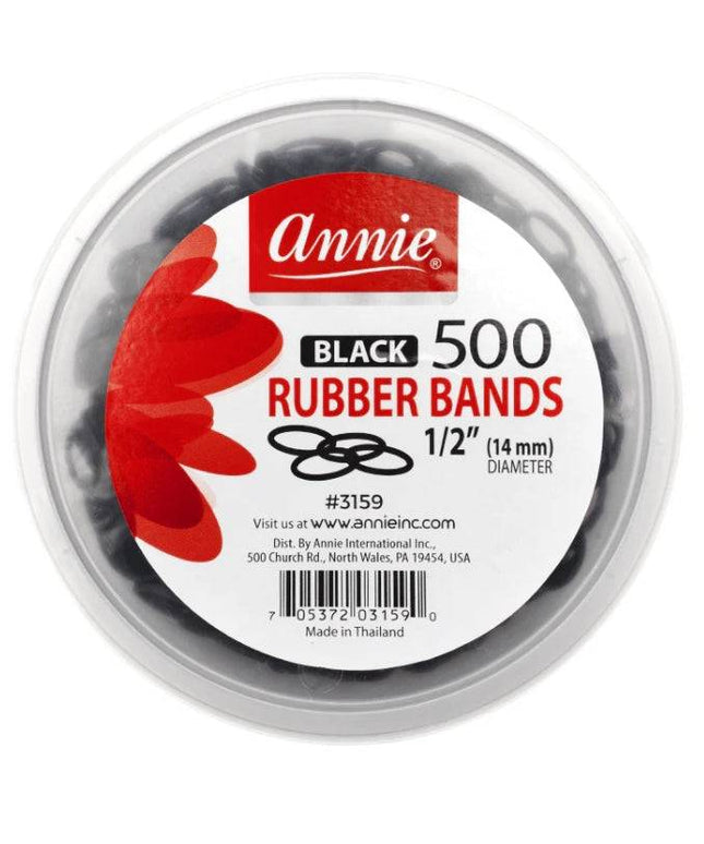 Annie 500Pc Rubber Bands Black 1/2"