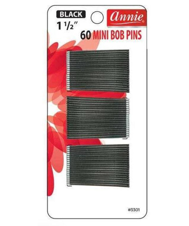 Annie 60Pc Mini Bob Pins Black 1 1/2"