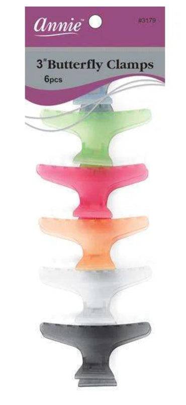 Annie 6Pc 3" Butterfly Clips