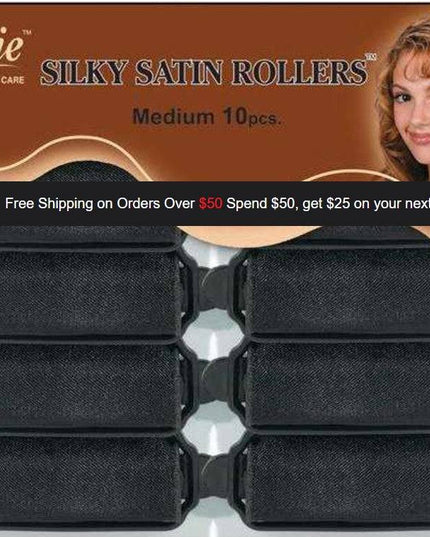 Annie Medium Silky Satin Rollers 10Pc Black
