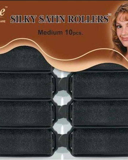 Annie Pillow Satin Rollers 10Pc Black