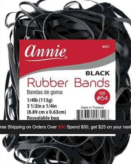 Annie Rubber Band 3 1/2" x 1/4", 1/4lb Black