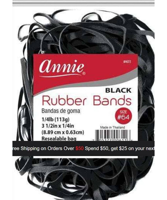 Annie Rubber Band 3 1/2" x 1/4", 1/4lb Black