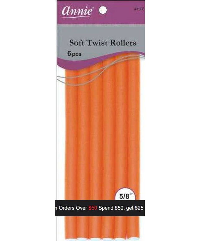 Annie Soft Twist Rollers 10" 6Pc Orange