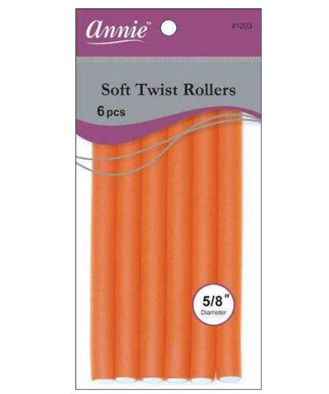 Annie Soft Twist Rollers 7" Long 6Pc Orange