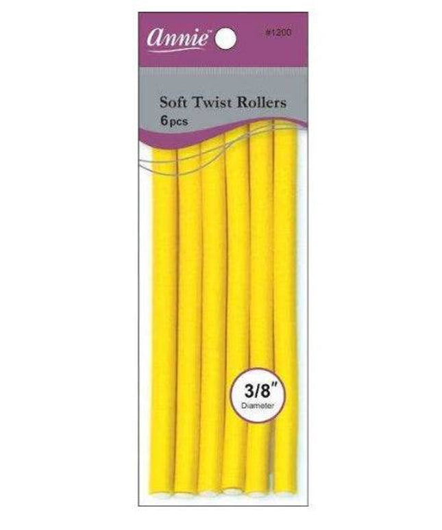 Annie Soft Twist Rollers 7"Long 6Pc Yellow