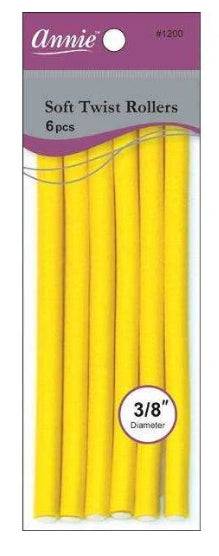 Annie Soft Twist Rollers 7"Long 6Pc Yellow