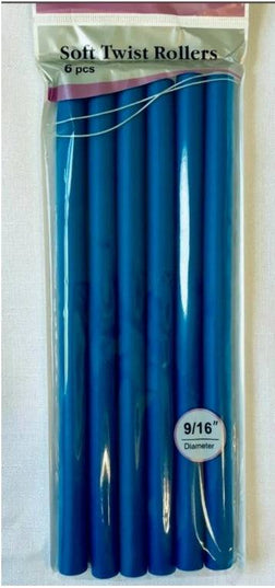 Annie Soft Twist Rollers 10" Long 6Pc Blue