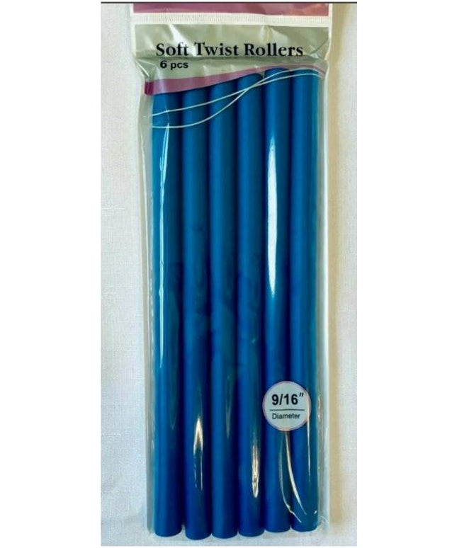 Annie Soft Twist Rollers 10" Long 6Pc Blue