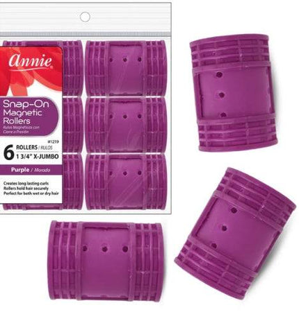 Annie X-Jumbo Snap-On Magnetic Rollers 6Pc Purple