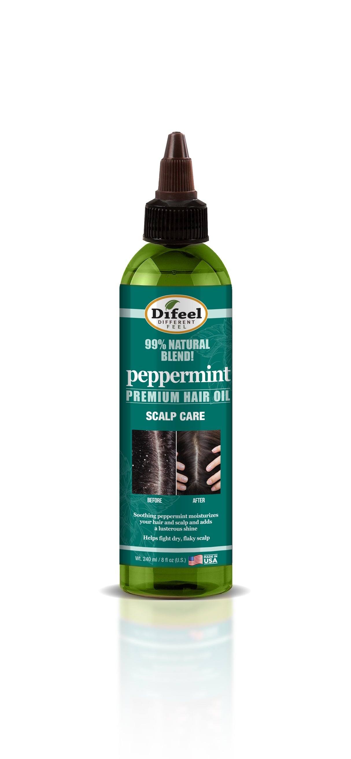 Difeel 99% Natural Premium Hair Oil Peppermint Scalp Care 8oz