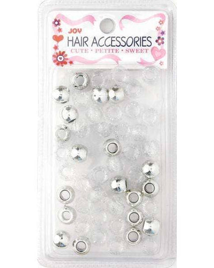 Joy Large Hair Beads 50Ct Silver Metallic & Glitter