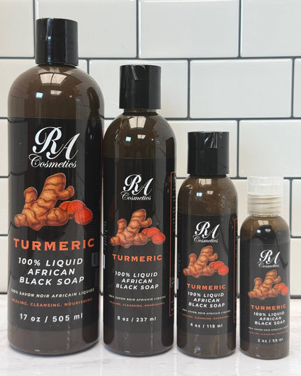 100% Liquid African Black Soap, Turmeric - 8oz