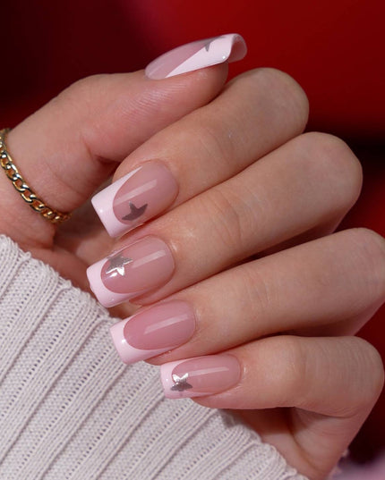 French Tip Press On Nails Bulk- Short Square Elegant Spring