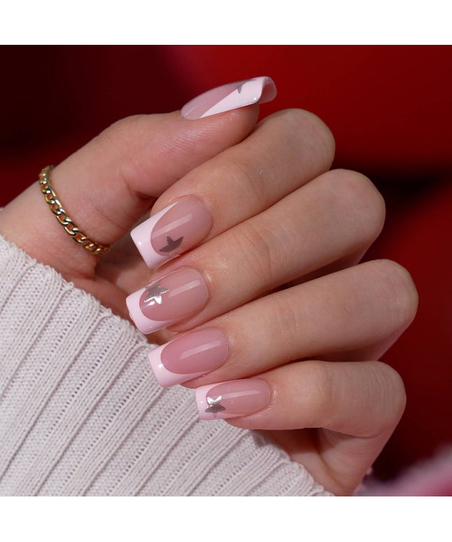 French Tip Press On Nails Bulk- Short Square Elegant Spring