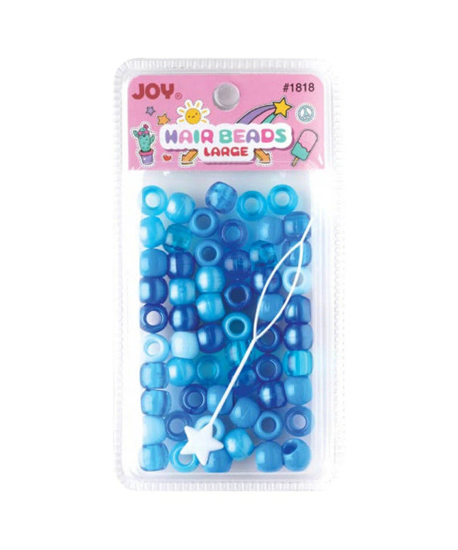 Joy Large Hair Beads 60Ct Blue Asst