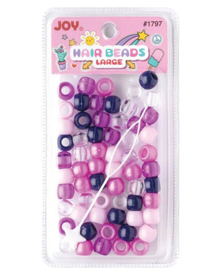 Joy Large Hair Beads 50Ct Asst Purple