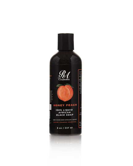 100% Liquid African Black Soap, Honey Peach - 8oz