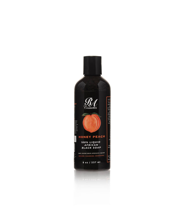 100% Liquid African Black Soap, Honey Peach - 8oz