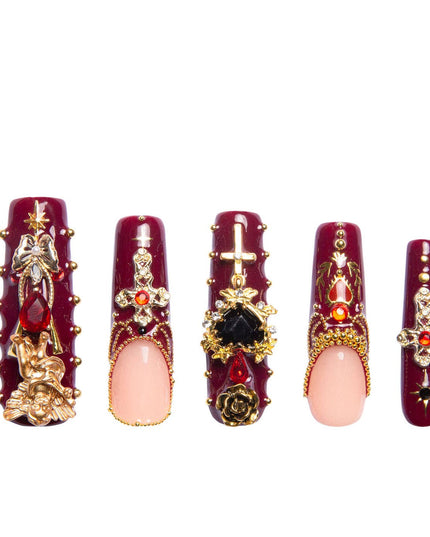 LOVFUL Gothic Romance Handmade Reusable Full Cover Press on Nails H333