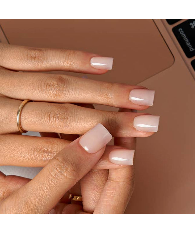 Short Square White Plain Nails - Natural Nude Press On Nails