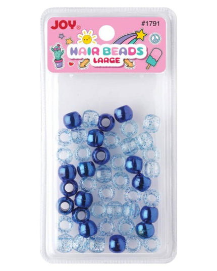 Joy Large Hair Beads 50Ct Blue Metallic & Glitter