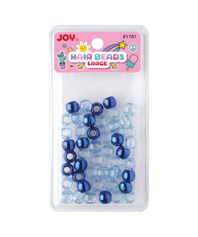 Joy Large Hair Beads 50Ct Blue Metallic & Glitter