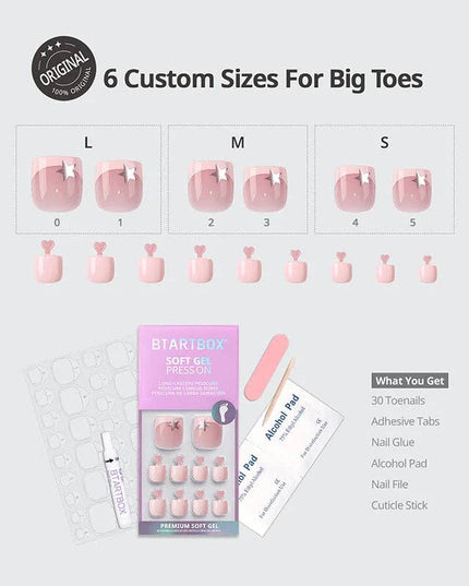 Star French Tip Square Toenails- Press On Toe Nail