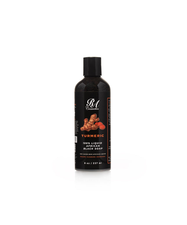 100% Liquid African Black Soap, Turmeric - 8oz