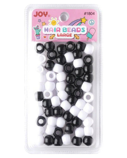 Joy Large Hair Beads 60Ct Black and White