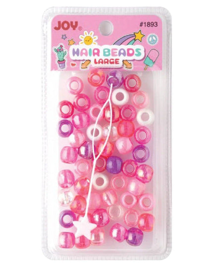 Joy Large Hair Beads 50Ct Asst Pink & Purple Glitter