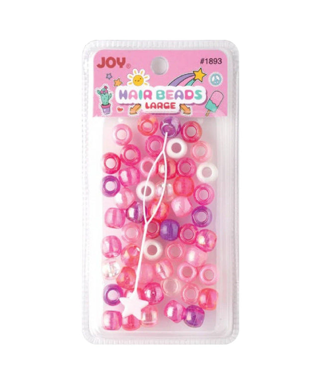 Joy Large Hair Beads 50Ct Asst Pink & Purple Glitter