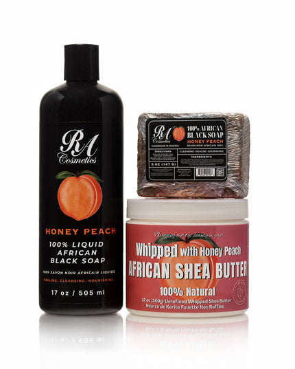 100% Liquid African Black Soap, Honey Peach - 8oz