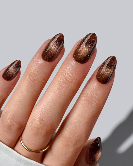 Leopard French Press On Nails | Short Almond Square Brown