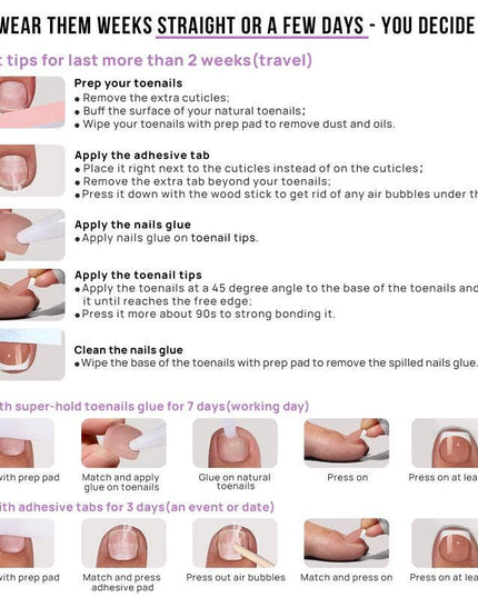 BTArtbox Press on Toenails - White Short Squoval Toe Nails