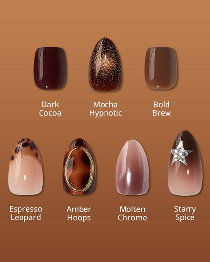 Leopard French Press On Nails | Short Almond Square Brown