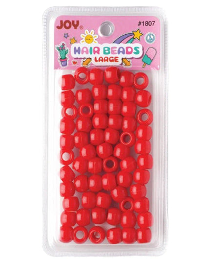 Joy Large Hair Beads 60Ct Red